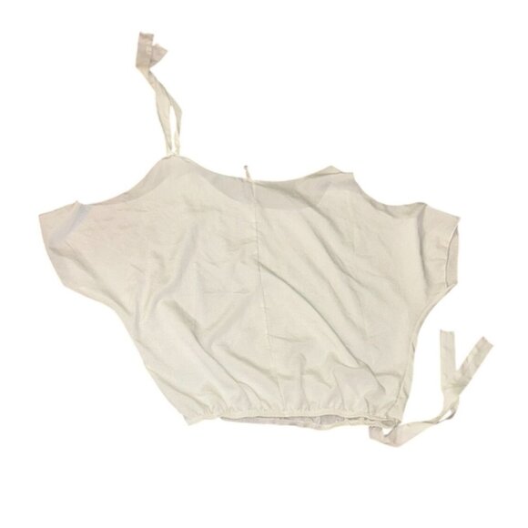 Off-Shoulder White Crop Top With Adjustable Tie Straps By Point - Picture 3 of 6